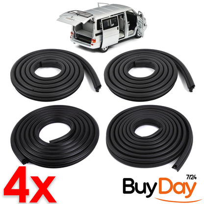 4 Piece Full Body Rubber Seal Kit (2 Front Doors, 1 Sliding Door, 1 Rear Door), Body Mounted Weatherstrip, Stops Leaks & Wind Noise, for Campervan Conversion, Fits T4 Models 1990-2004, 7D0837911