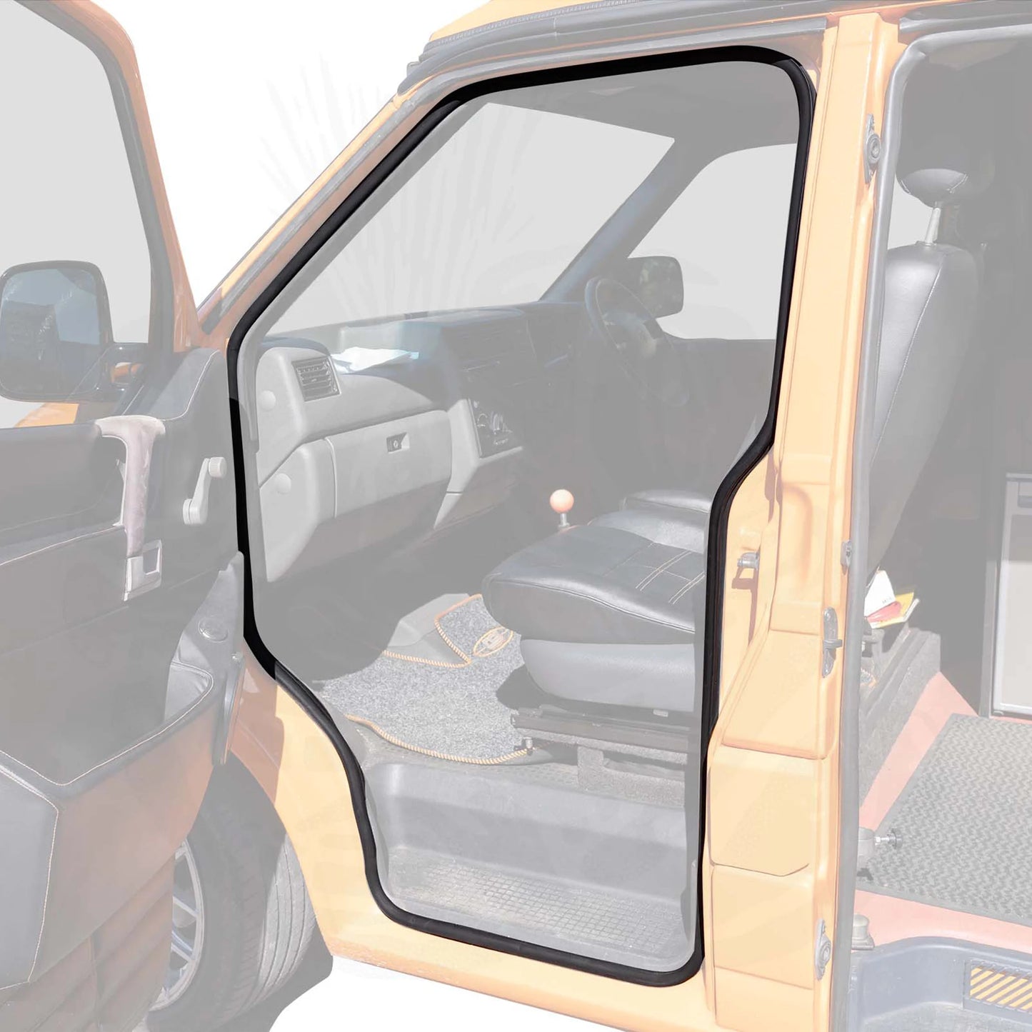 Front Door Body Rubber Seal (Fits Left or Right Aperture), Body Mounted Weatherstrip, Stops Leaks & Wind Noise, for Campervan Conversion, Fits T4 Models 1990-2004, 7D0837911