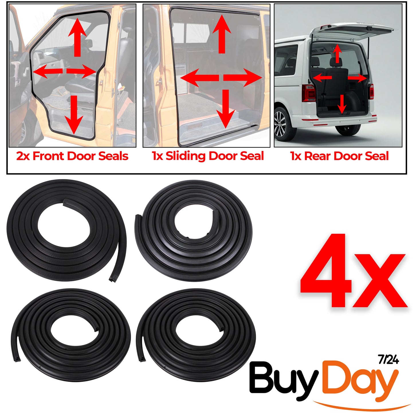 Weatherstrip Rubber Seal Set Compaatible with Sprinter MK1 VW LT MK2 (1996-2006)