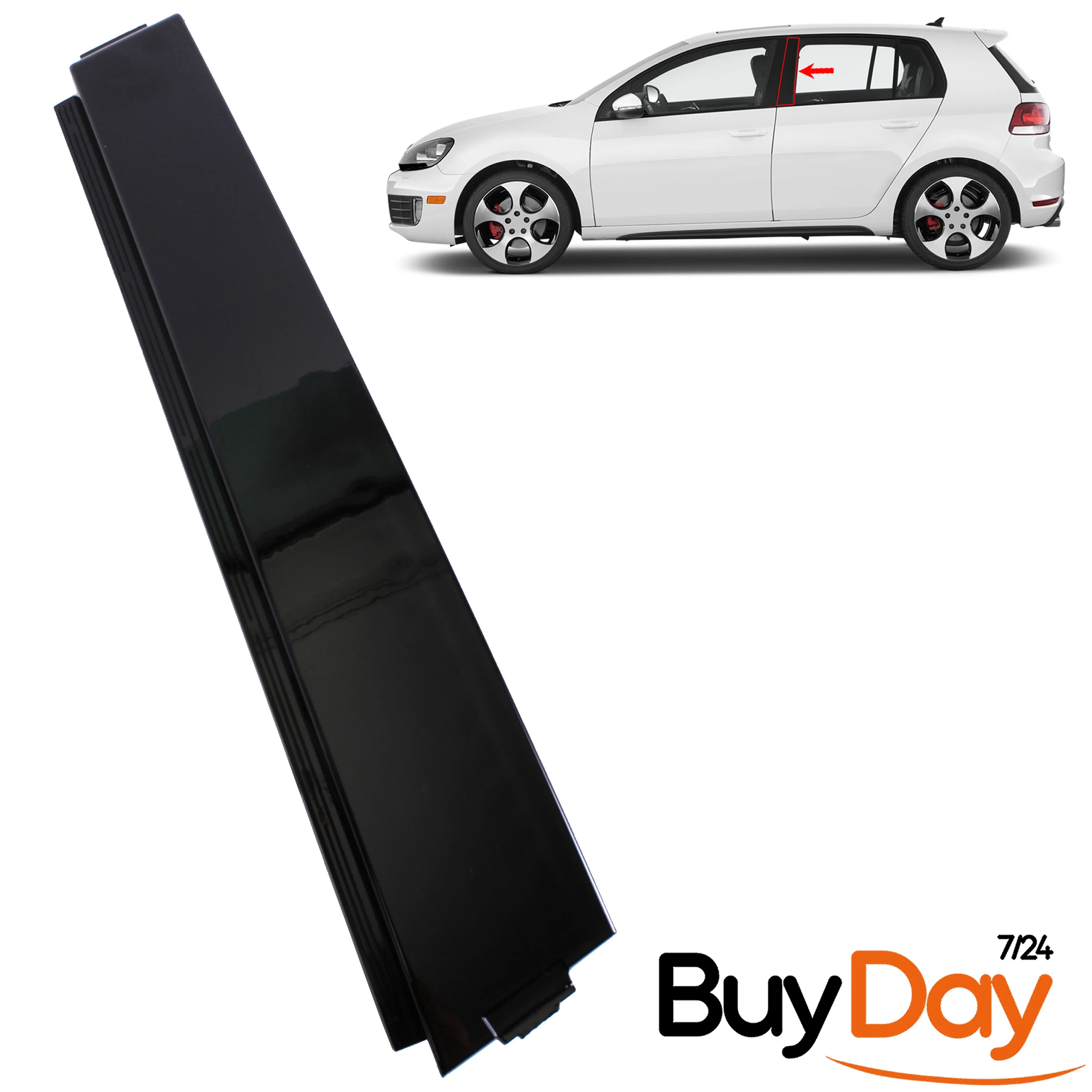 Rear Left B-Pillar Trim Cover Panel, Nearside (N/S) Passenger Side, Exterior Door Pillar Glossy Trim, Fits 5-Door Golf MK6 Models 2009-2013, 5K6839901B