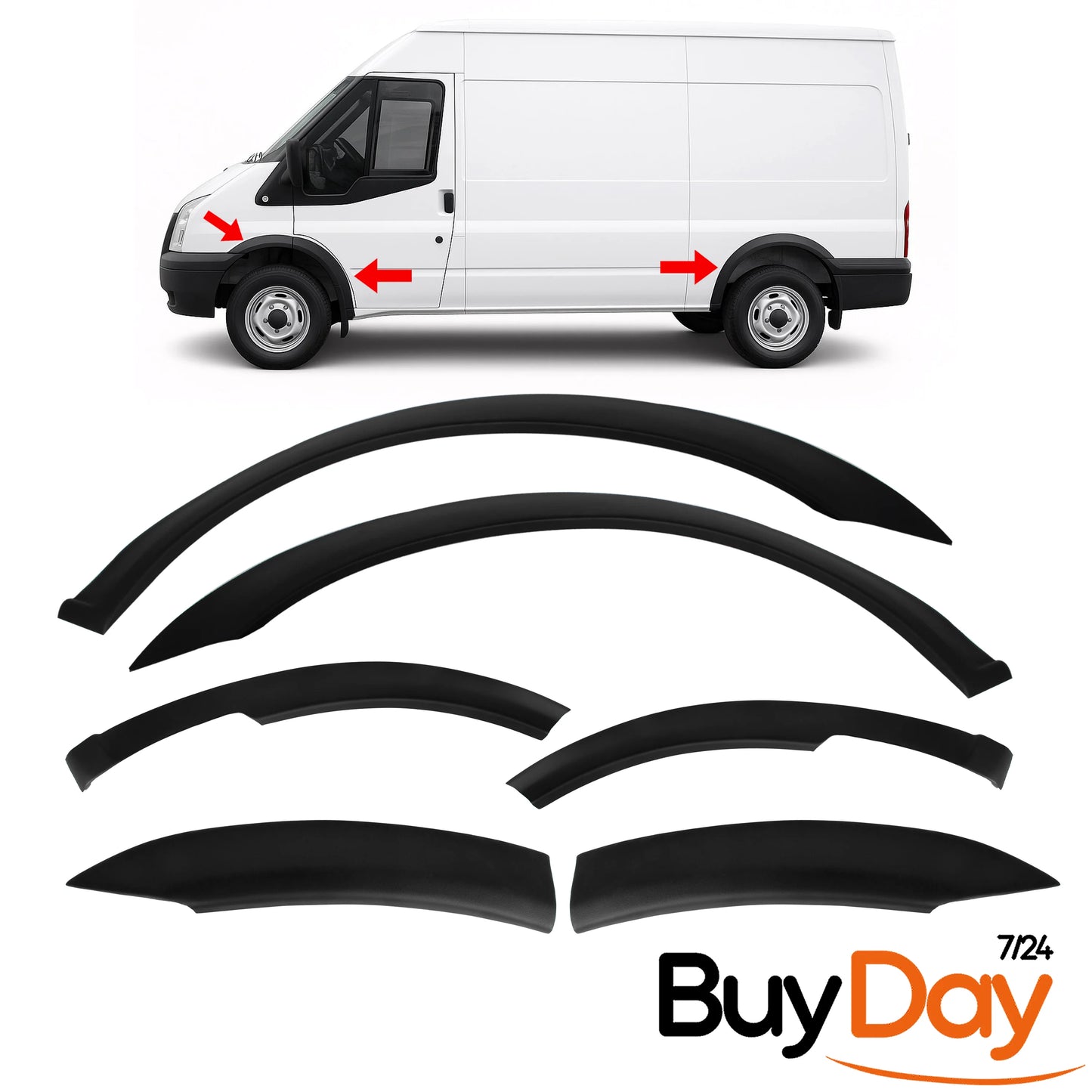 Wheel Arch Trims Set, ABS Plastic Wing Flare Protectors, Compatible with Transit MK7 2006-2013 (MWB & LWB Models), Van Styling, Camper Conversion Accessories