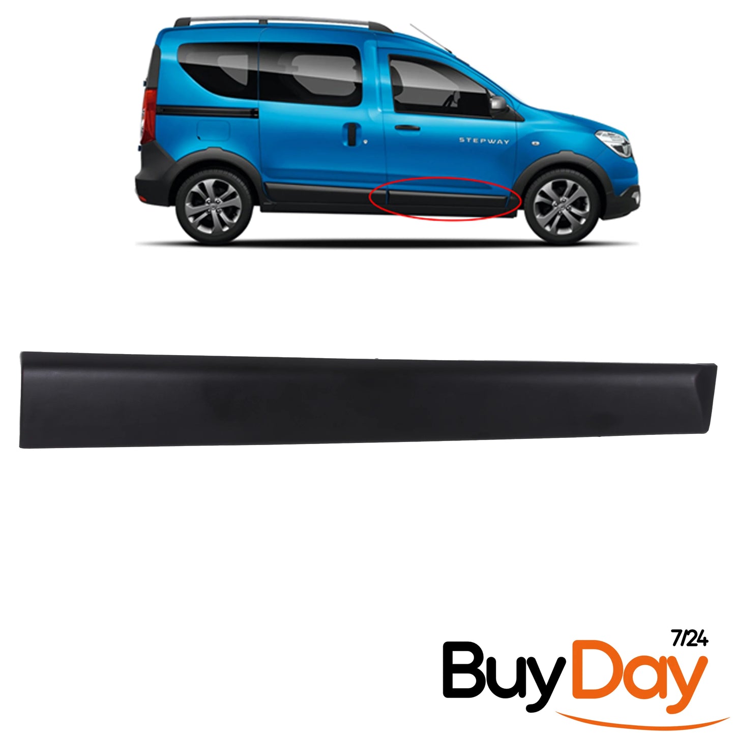 Front Right Side Bump Strip, O/S Driver Door Rubbing Strip, Exterior Protection Moulding, Compatible with Dokker & Lodgy Van MPV Models 2012-Onwards, 828760894R