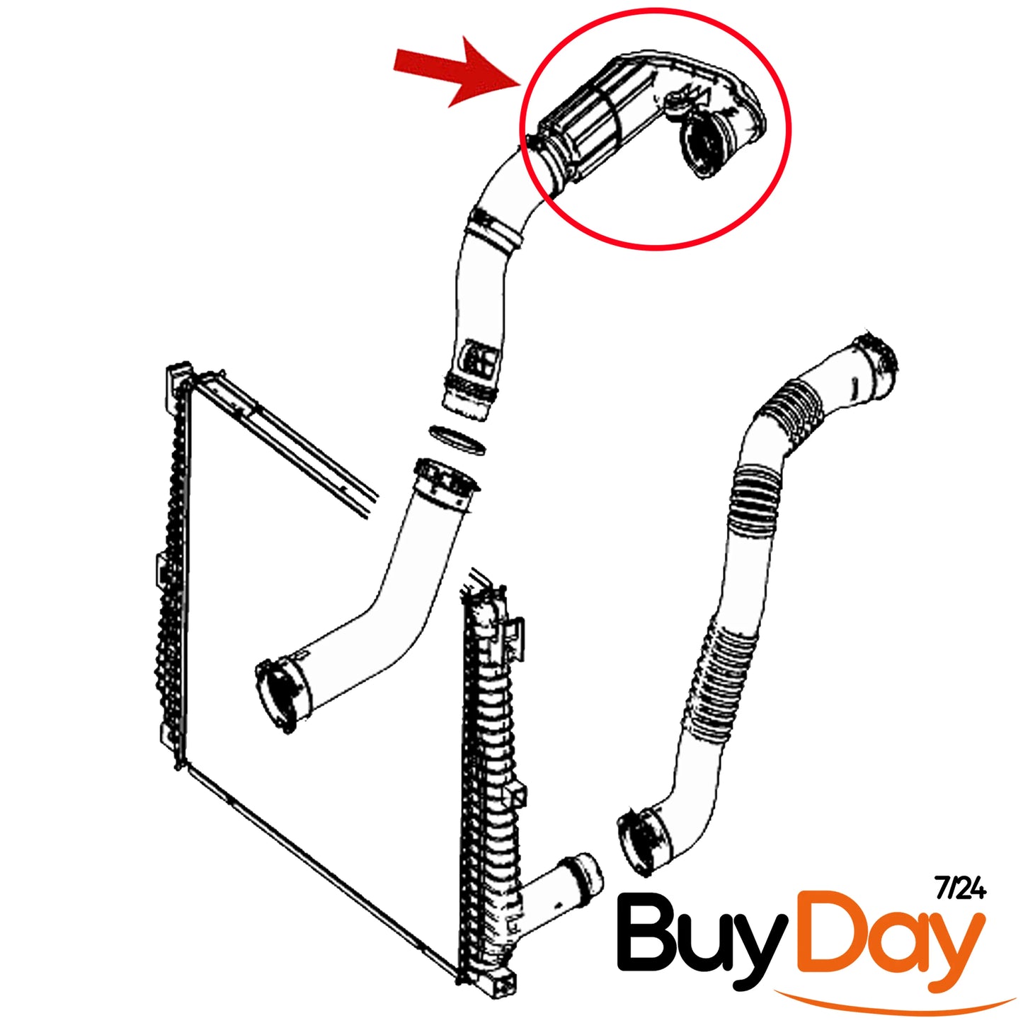 Turbo Hose Pipe, Intercooler Boost Pipe, Compatible with 1.6L Dci (R9M) & 1.6L (OM626) Diesel Engines, Fits C-Class W205, Megane IV, Kadjar, 144603933R, A6260900042