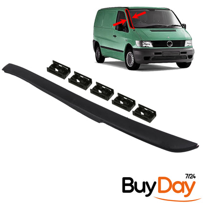 Front Right Windscreen Pillar Trim with 5 Black Clips, O/S Driver Side, A-Pillar Moulding, Compatible with Vito (W638) Van MPV Models 1996-2003, A6386980179