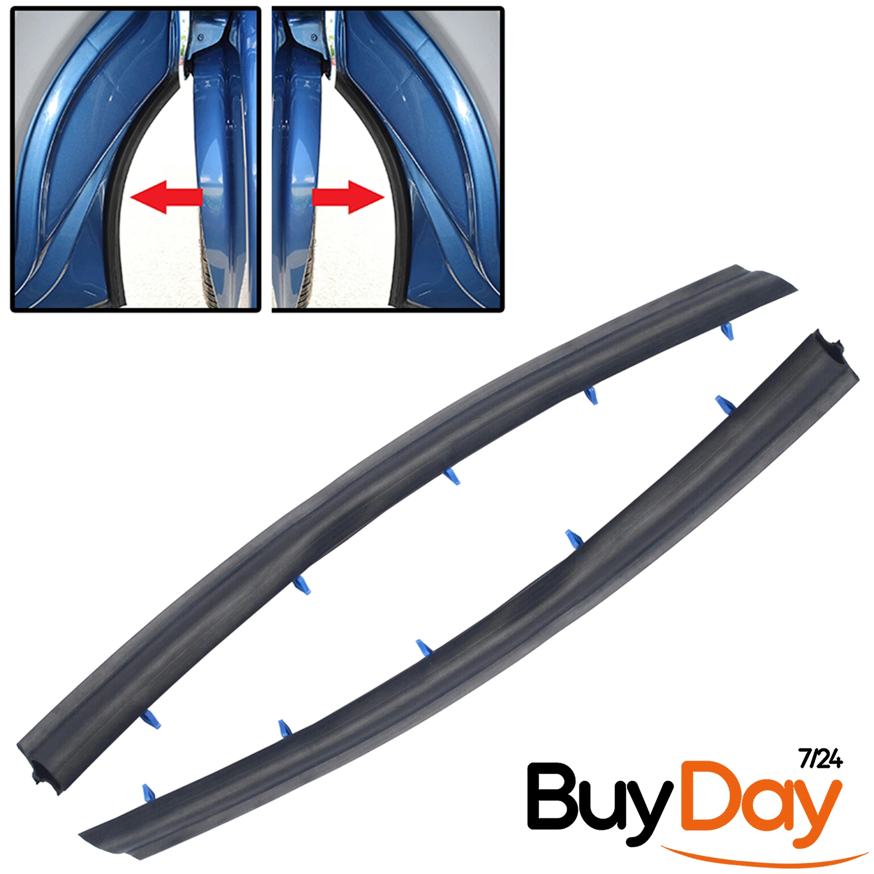 2 Piece Set Front Wheel Arch Seal Rubber Kit (Left & Right Pair) with Clips, Body to Arch Liner Gasket, Compatible with Transporter, Multivan, Caravelle T5 (03-15) & T6 (15-On), 7H0837565A