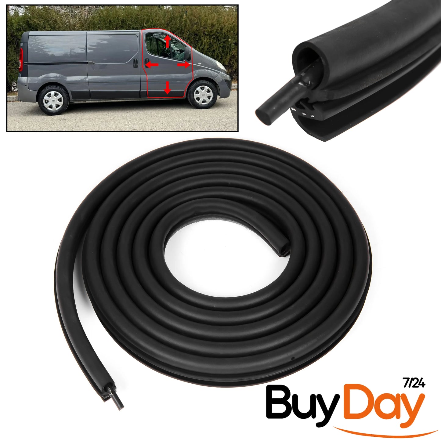 Front Door Rubber Seal Weatherstrip Compatible With Trafic Vivaro (2001-2014)