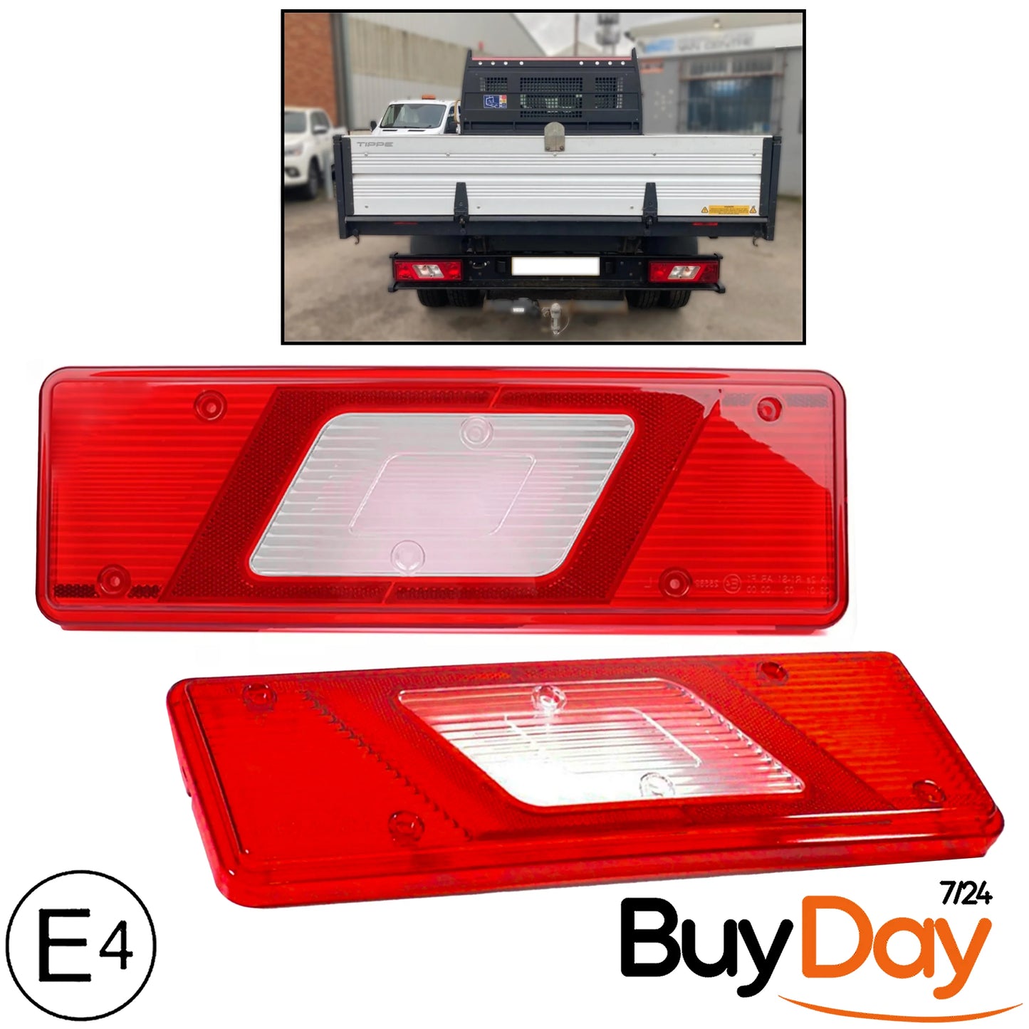 clickmax 2 Piece Set Rear Tail Light Lamp Assembly (Left & Right Pair), E-Certified, Compatible with Tipper, Dropside & Luton Chassis Cab Models 2013-Onwards, 1831334, 1831256
