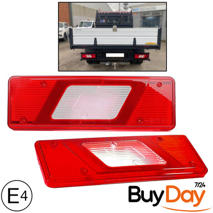 clickmax 2 Piece Set Rear Tail Light Lamp Assembly (Left & Right Pair), E-Certified, Compatible with Tipper, Dropside & Luton Chassis Cab Models 2013-Onwards, 1831334, 1831256