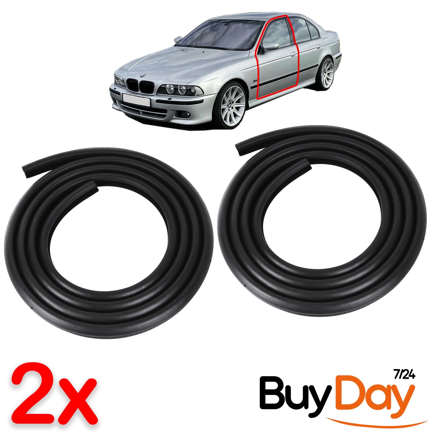 2 Piece Set Front Door Body Rubber Seal (Left & Right Pair), Body Mounted Weatherstrip, Stops Leaks & Wind Noise, Compatible with 3 Series (E46) Saloon & Touring Models 1998-2006, 51727116403